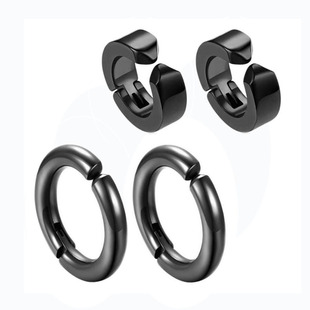 无耳洞素圈耳夹耳环男生钛钢金属银色圆环圆圈免打孔耳骨夹耳扣女