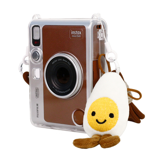 适用富士拍立得instax miniEVO相机镜头盖 透明壳 可爱蛋仔手提绳