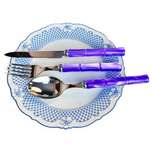 意大利Rivadossi 竹节亮面不锈钢西餐具套装刀叉勺子进口高端礼品