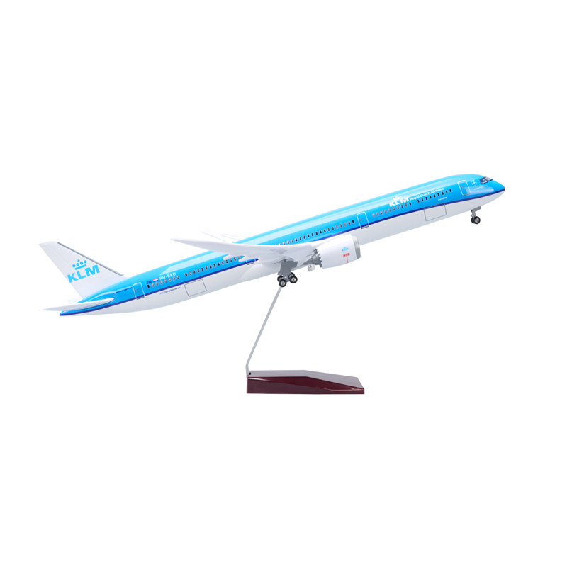 带灯47cm荷兰航空波音787-10仿真飞机模型摆件收藏礼物客机KLM