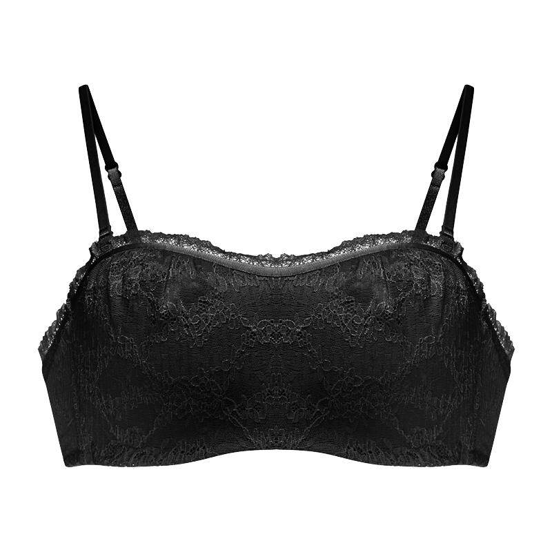 爱帝女士蕾丝文胸春夏薄款抹胸纯色无钢圈透气少女内衣可拆卸肩带