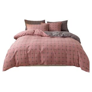 高端A类全棉色织大提花双层纱四件套纯棉床单式被套轻奢床上用品