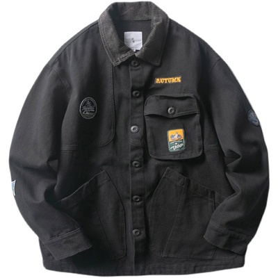 灯芯绒老干部风刺绣猎户外套夹克