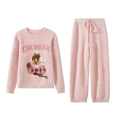 小熊女士2025新款半边绒睡衣套装