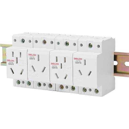 德力西导轨插座DZ47X310三孔10A二三插16A多功能模数化电源插座