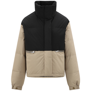 【90白鸭绒】库恩玛维韩版拼色立领羽绒服女2023年冬季新款面包服