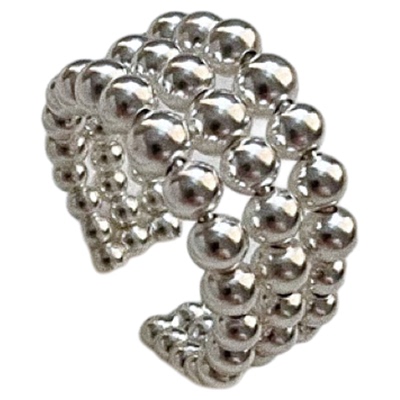 法式圆珠戒指纯银开口高级感饰品