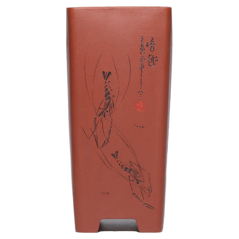 紫砂书画刻绘古典花器