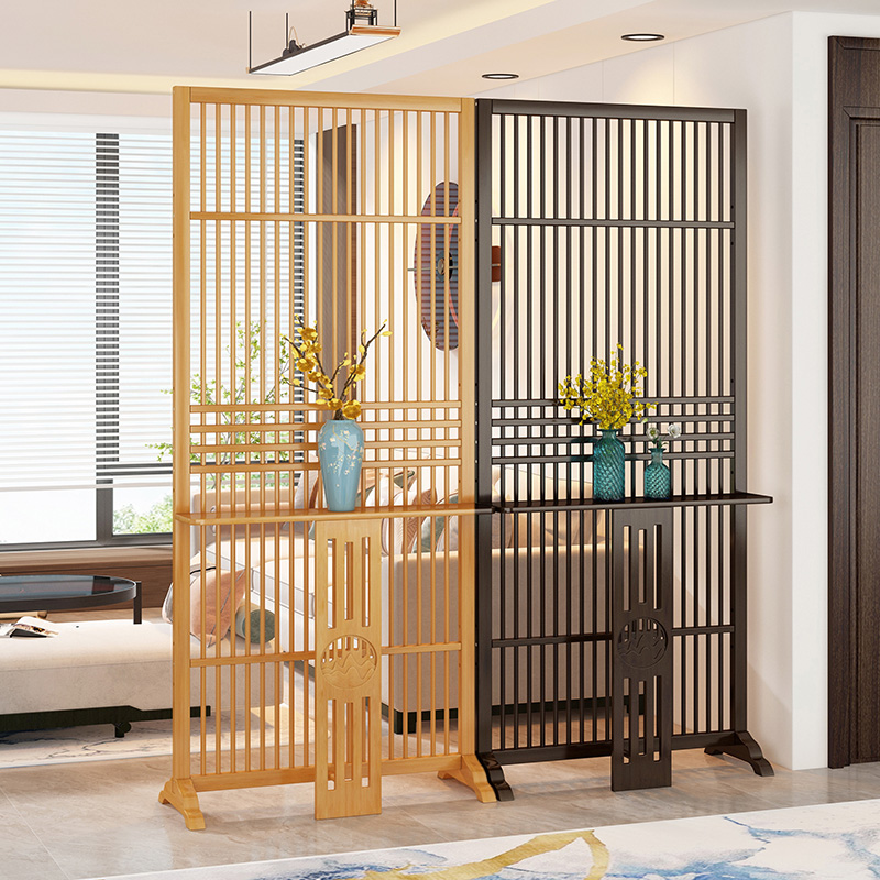 屏风隔断墙客厅进门遮挡帘新中式办公室简易置物架可移动自装栅栏