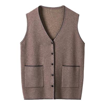 汐单妈妈装大码宽松针织马夹上衣