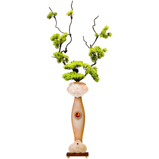 进门玄关隔断柜平安如意花瓶壁龛竖高摆件客厅插花仿真花艺装饰品