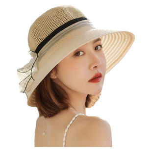 遮阳防晒草帽太阳帽子女款2025新款秋冬季时尚沙滩帽显脸小高级感