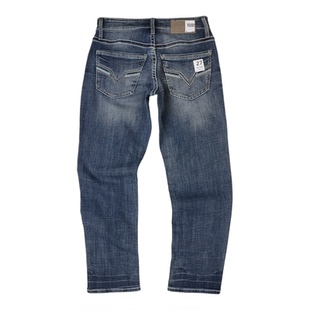 外贸 欧美单 经典水洗磨白牛仔裤男弹力宽松长裤蓝色秋款男长裤子