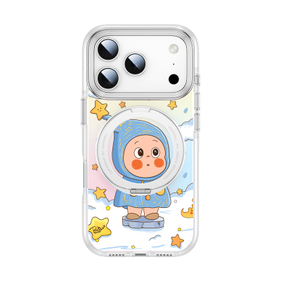 星星人磁吸充电带支架手机壳