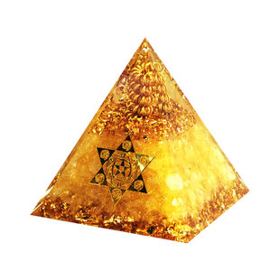招财黄水晶吸金金字塔办公室办公桌家居工位店铺八方来财聚财摆件