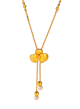 拉丝蝴蝶兰花瓣吊坠轻奢一体链