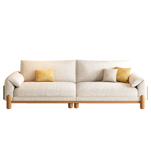 原木风实木布艺沙发2025新款日式白蜡木小户型客厅豆腐块奶油沙发