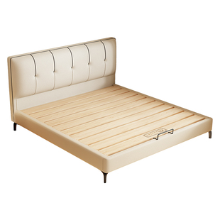 纯实木榫卯床小户型齐边薄床头静音互不干扰可定制加厚排骨架床架