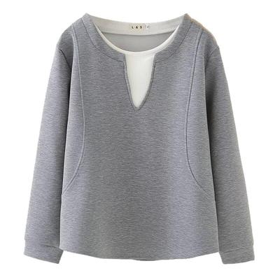 休闲假两件纯色套头卫衣