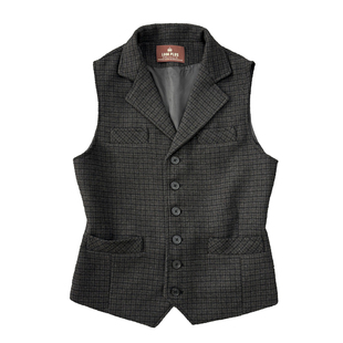 复古时尚亲王格纹马夹羊毛呢西装马甲千鸟格时尚英伦百搭翻领坎肩