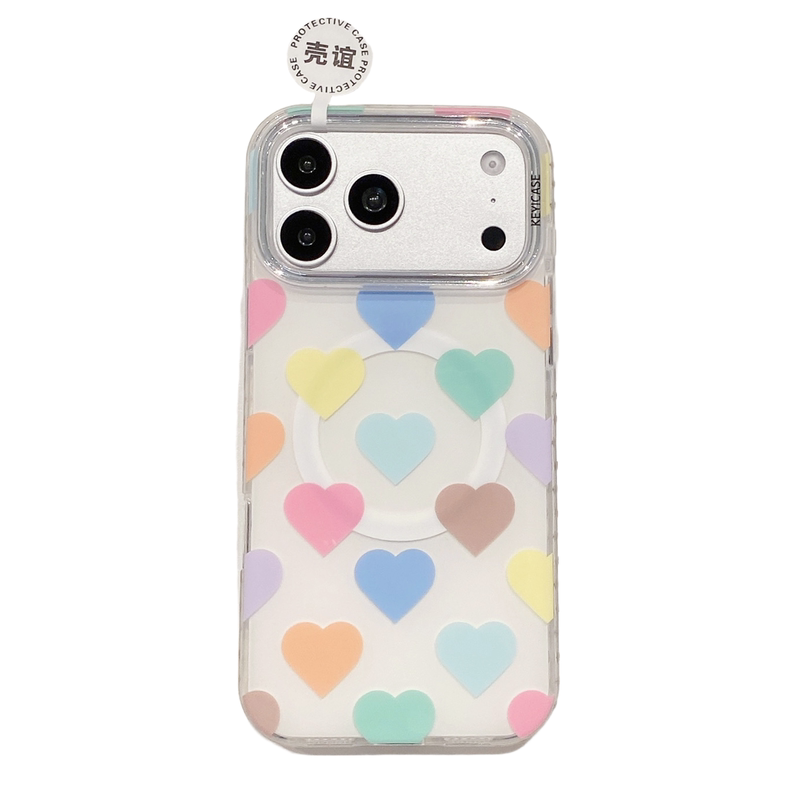 爱心边框镶钻KEYICASE适用iphone苹果17promax轻奢16pro小众15气质14高级13女生包相机ai键双层IMD磁吸手机壳