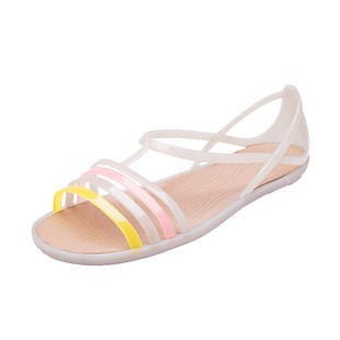 夏天塑料凉鞋女可下水平底百搭海边沙滩鞋黑色配裙子果冻水晶凉鞋