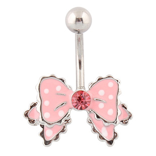 脐环人体穿刺蝴蝶结防过敏医用钛钢粗针肚脐钉 Belly button ring