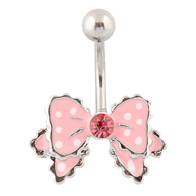 YingYuBaBy蝴蝶结钛钢粗杆肚脐钉