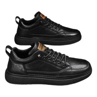 意尔康春秋冬男鞋厚底增高商务休闲皮鞋潮牌高端英伦软底黑色板鞋