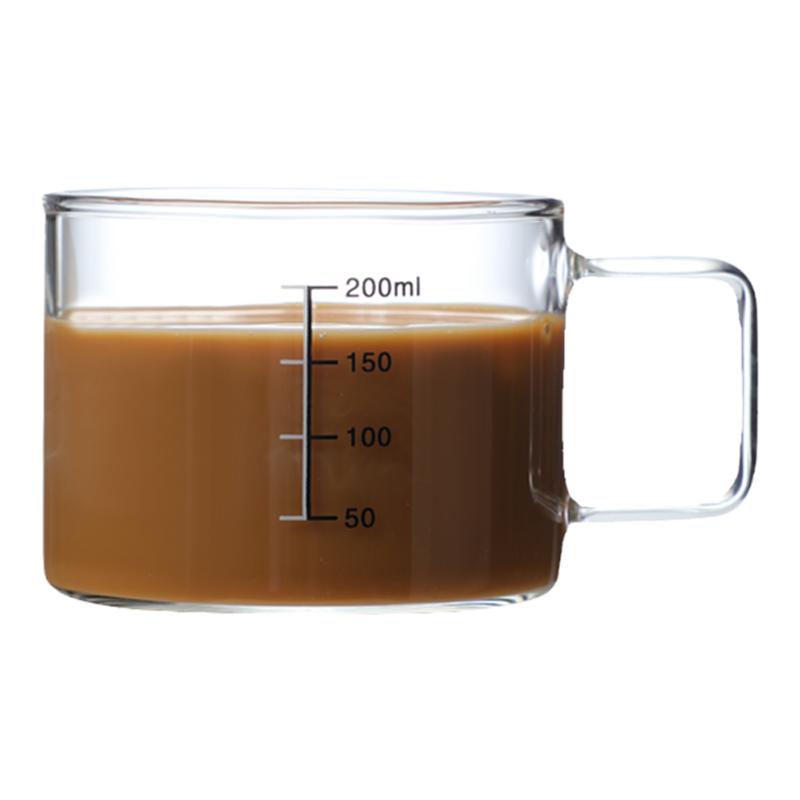 玻璃牛奶杯咖啡杯带刻度杯子儿童量杯带把耐高温可微波炉加热防爆