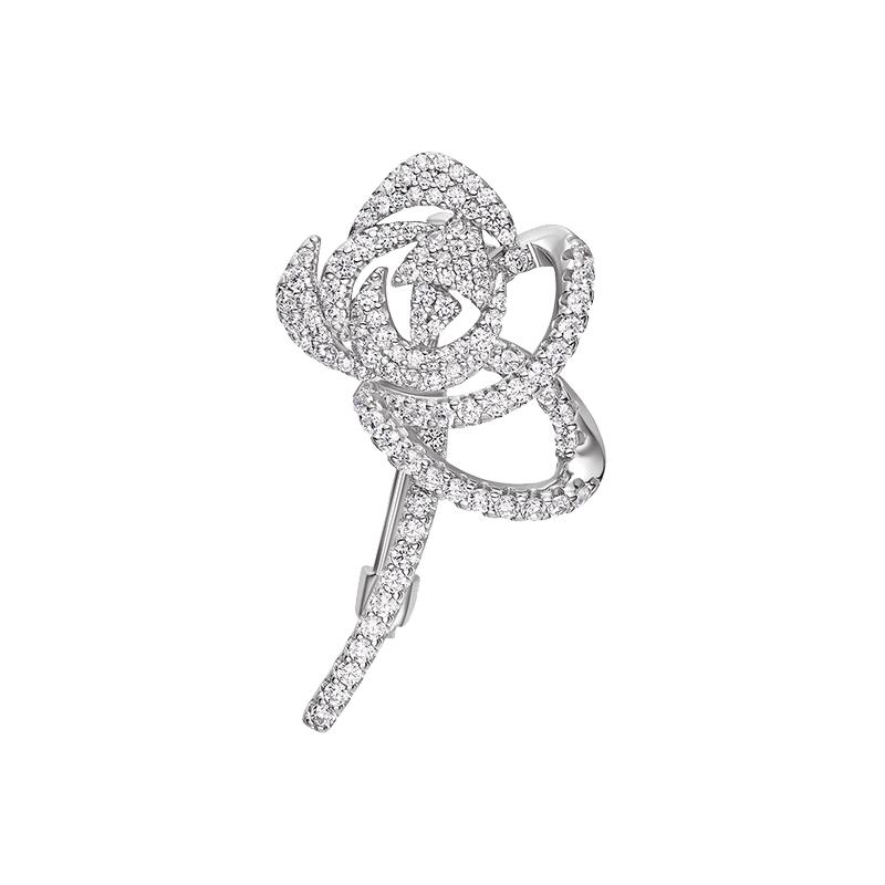 【自营】HEFANG Jewelry/何方珠宝优雅闪闪玫瑰胸针 精致浪漫绽放