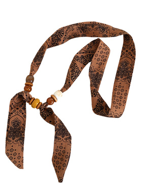 韩系黑色波点串珠抽拉系脖丝巾项链女高级感复古毛衣链百搭配饰