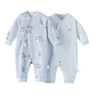 欢喜小熊男女宝宝连体衣纯棉衣服婴儿秋季抗菌防螨哈衣爬服2件装