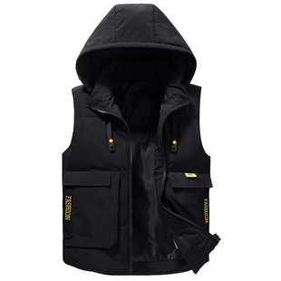 秋冬季韩版休闲男士棉马夹可拆卸帽外穿背心加厚坎肩保暖男款马甲