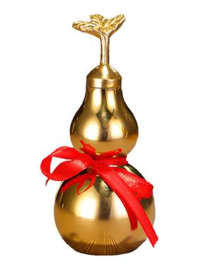 铜葫芦摆件开口空心装朱砂