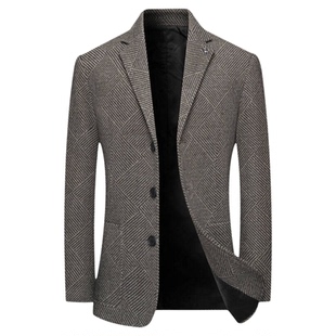 啄木鸟休闲西装外套男秋冬季中年新款商务高端西服春秋上衣爸爸装