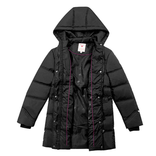 威鹏冬季中长款保暖羽绒服女士宽松可脱卸帽加厚收腰外套女F74005