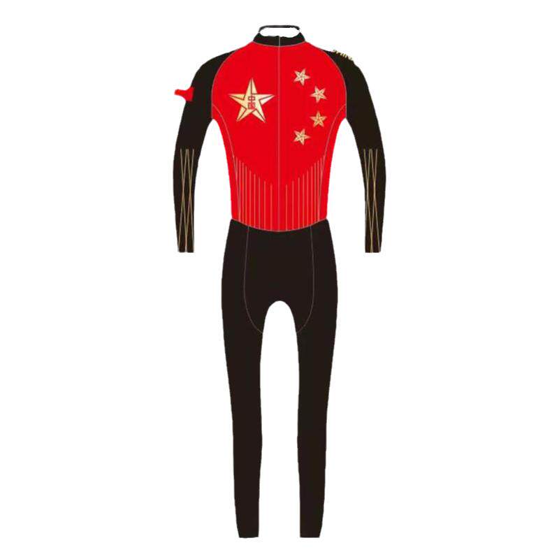 儿童轮滑服极客狮中国风连体速滑