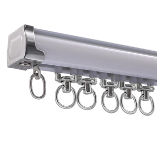 窗帘轨道滑轮滑轨铝合金弯轨双轨直轨静音内轨窗帘杆顶装侧装重型