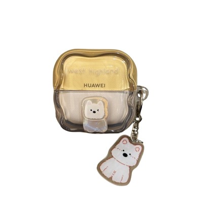 透色奶黄吐司西高地freeclip耳机保护壳7i适用于华为freeclip2代保护套波浪边se3软壳防摔Pro4蓝牙耳机壳6i壳