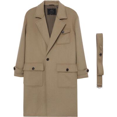 重磅羊毛双面呢中长款大衣外套