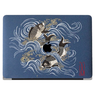 中国风双鲤跃金macpro/M1 14寸电脑壳air13/16寸保护壳M2Mac13.6