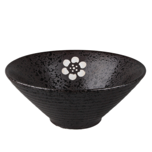 日式黑色拉面碗陶瓷粗陶斗笠碗酒店商用汤面碗家用面馆大号吃面碗