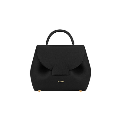 Polene黑色荔枝牛皮手提斜挎包