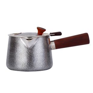 银壶999纯银烧水壶侧把围炉煮茶茶壶围聚纯手工泡茶壶带漏煮茶壶