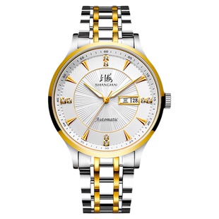 上海手表男士2025新款全自动大表盘机械表镶钻商务透底防水表918