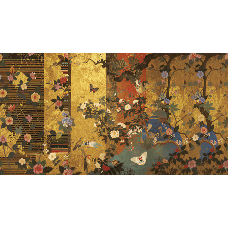 壁居逸阁中古风花鸟柜门屏风贴