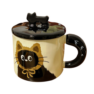 生日礼物送女生伴手礼可爱猫猫马克杯陶瓷水杯办公室带盖情侣杯子