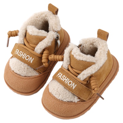 宝宝冬季鞋子软底防滑婴儿学步鞋女宝加绒雪地靴1一2-3岁男宝棉鞋