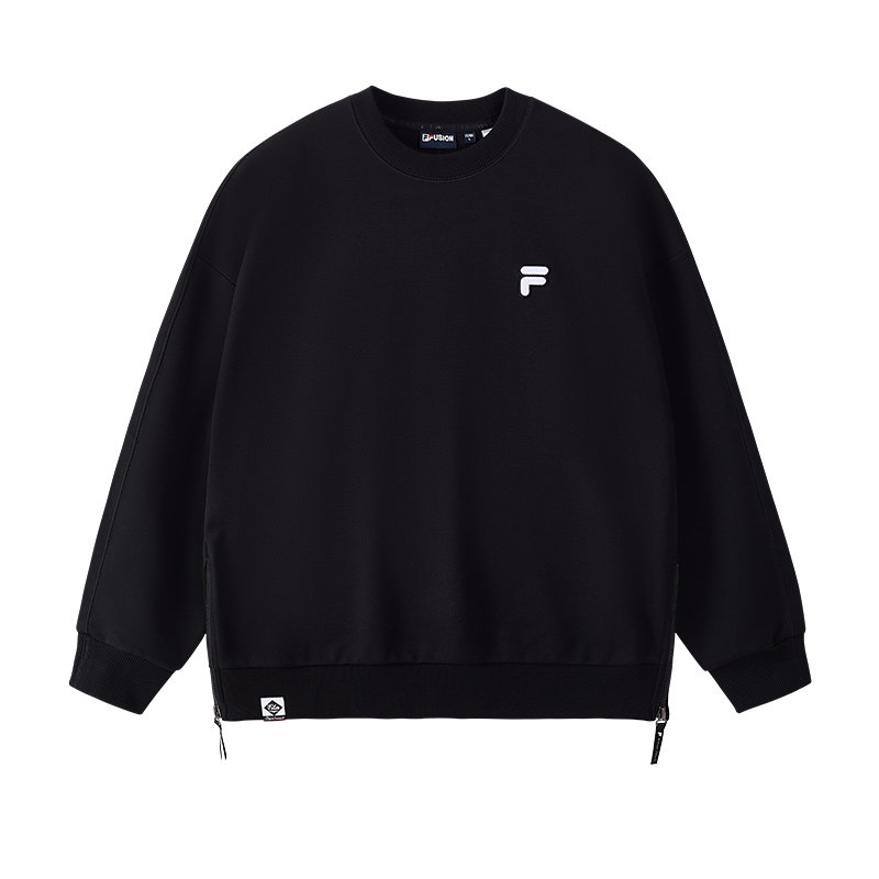 FILA FUSION斐乐潮牌情侣运动卫衣女秋季宽松圆领加绒套头上衣男